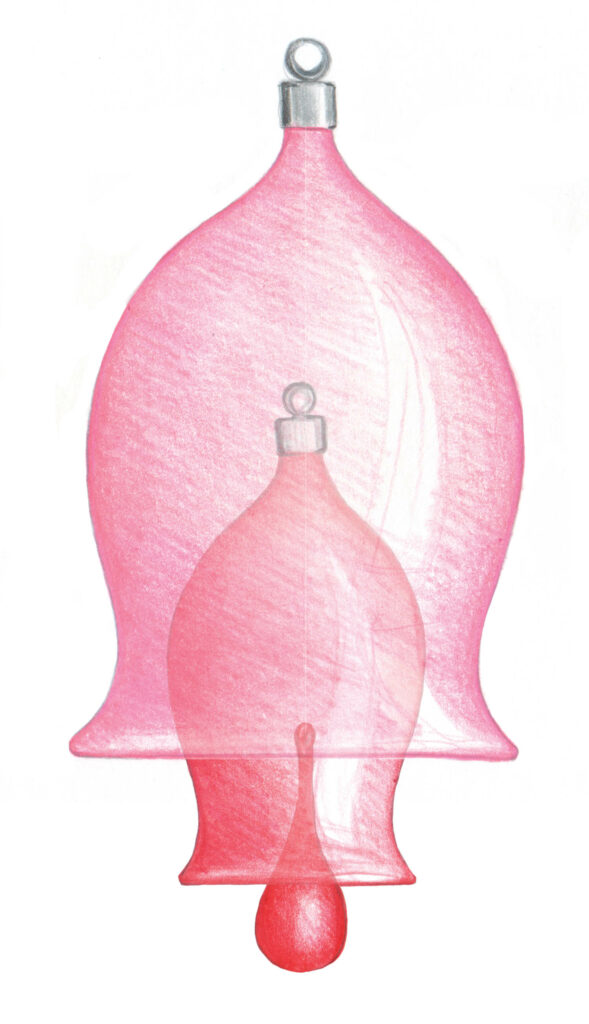 A colored-pencil sketch of an ornament for the MoMA Design Store