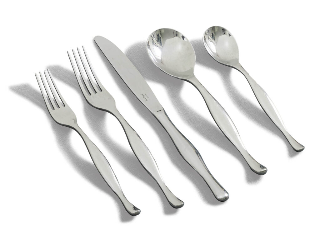 The Eva Zeisel II stainless-steel flatware for Crate & Barrel from 2007