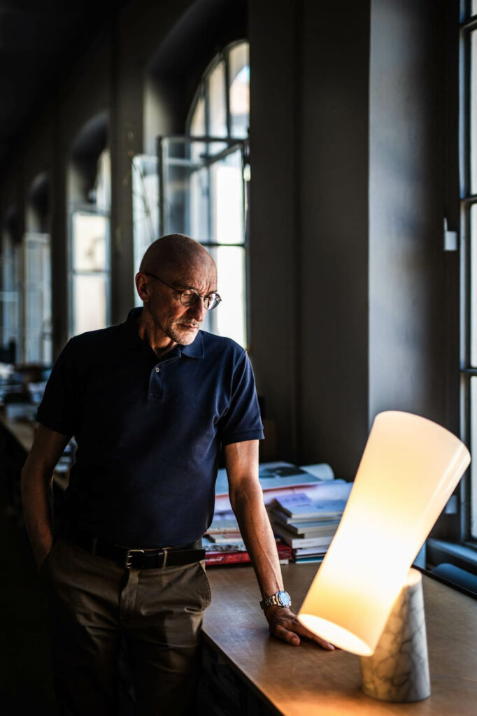 Rodolfo Dordoni with one of his lighting designs