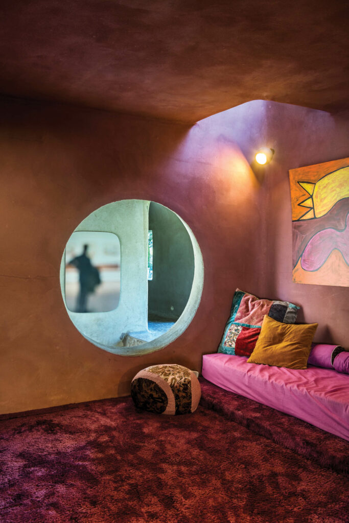 a shag-carpeted music room inside a home