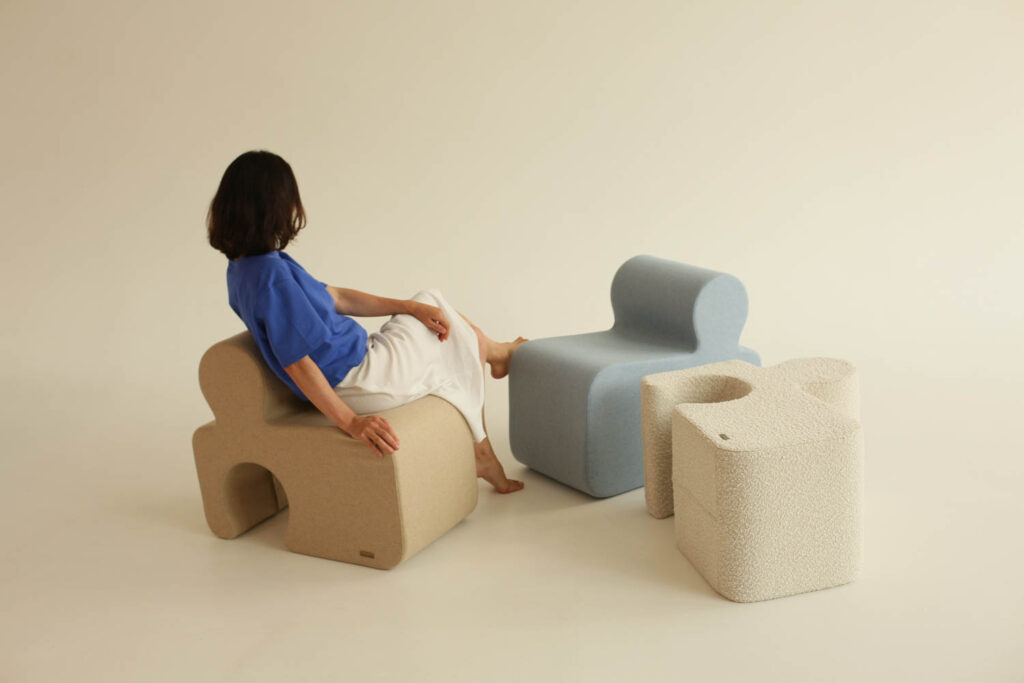 Konyky seating shaped like puzzle pieces