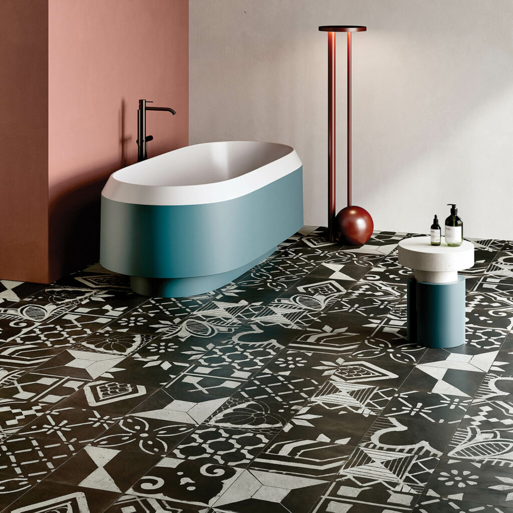 Riggiole Nero Mix porcelain tiles by Ceramica Fioranese.