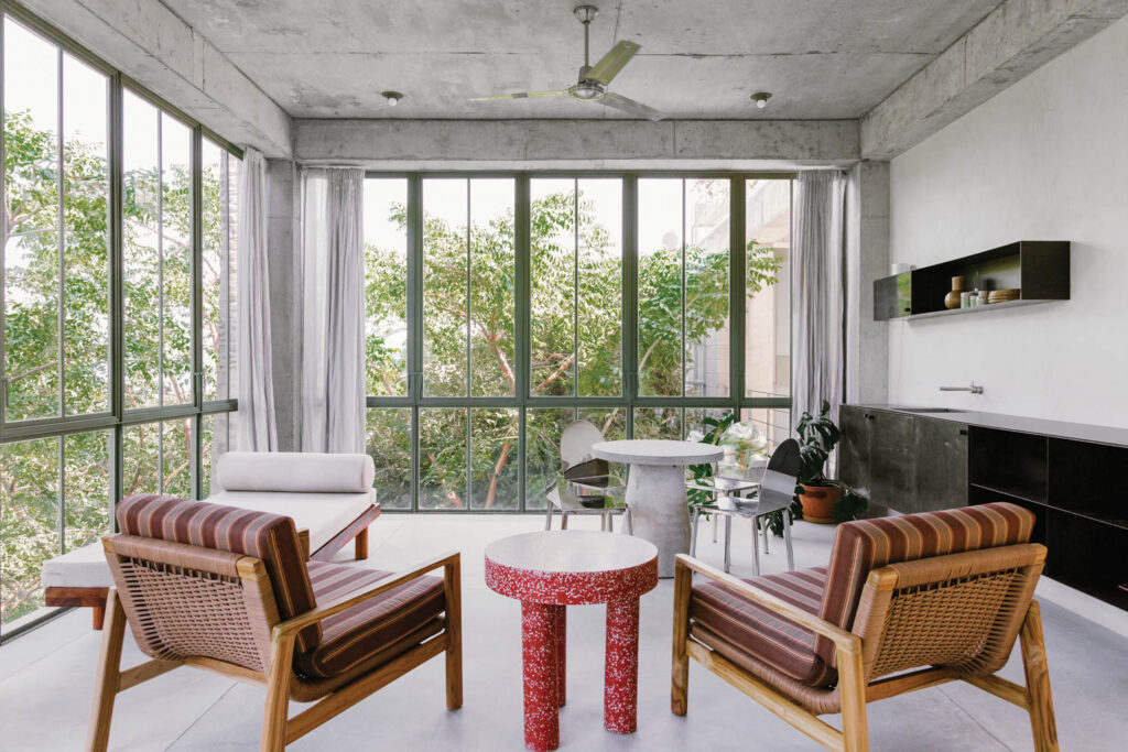 a blackened-steel wet bar in a suite at the Nico Sayulita