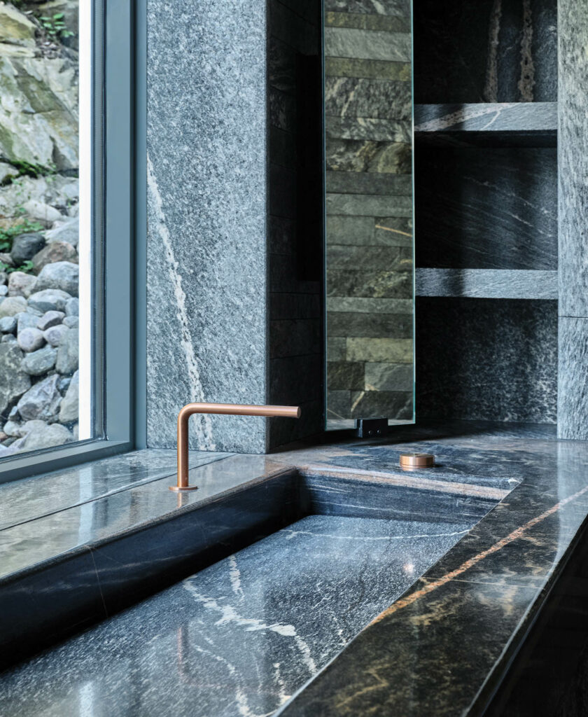 a black granite sink