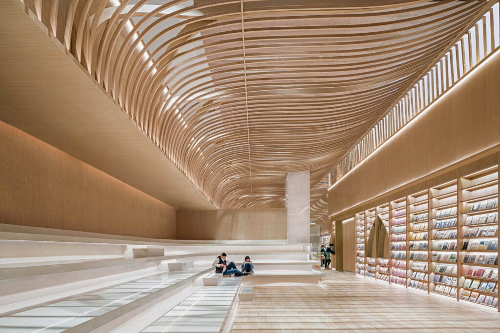 detail of the ceiling pattern which allows sunlight in