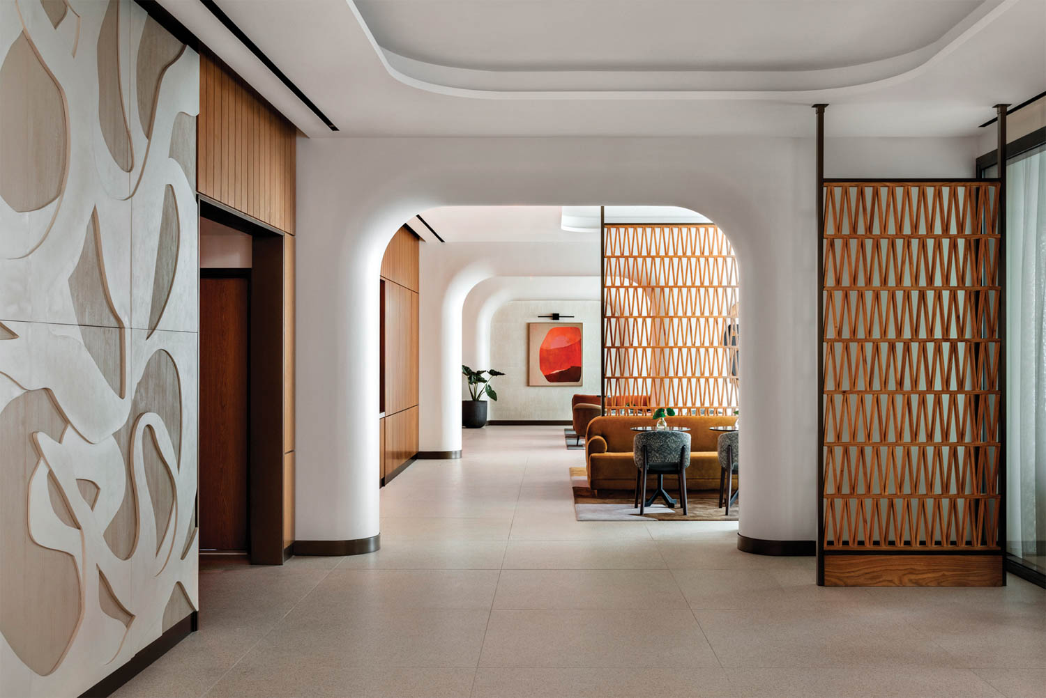 hallway with view into dining nook