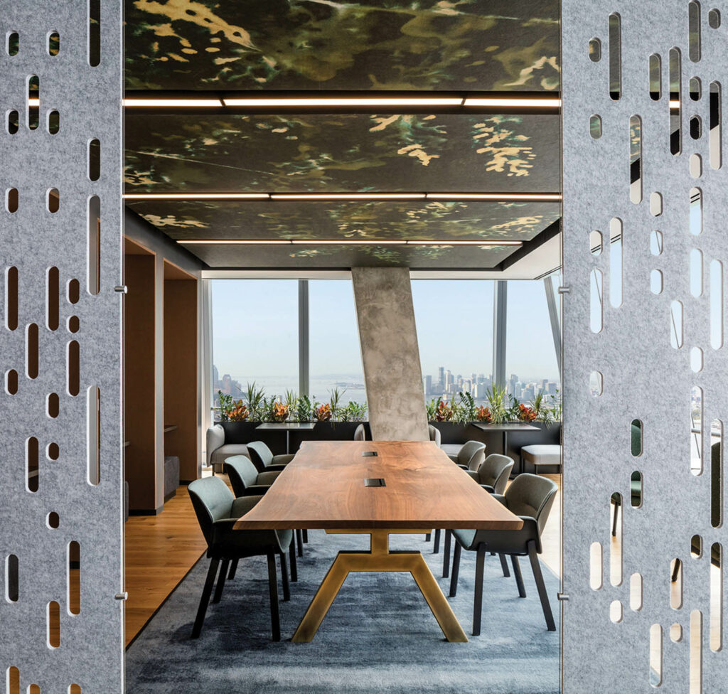 a wood conference table in Boston Consulting Group's New York locale