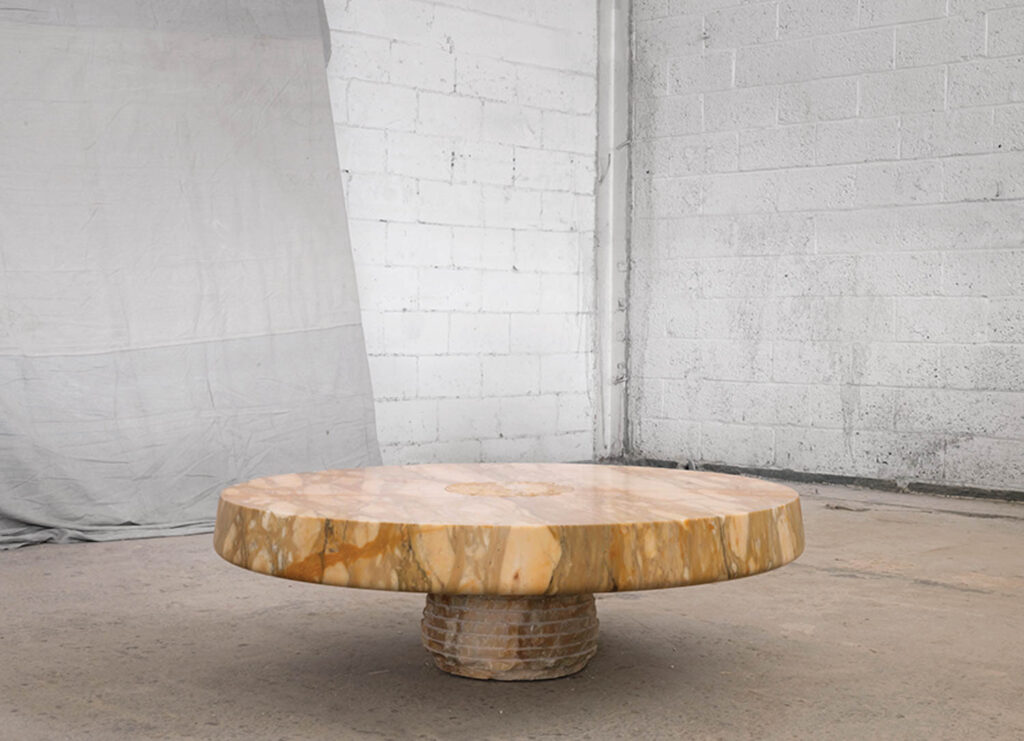 circular coffee table in a room