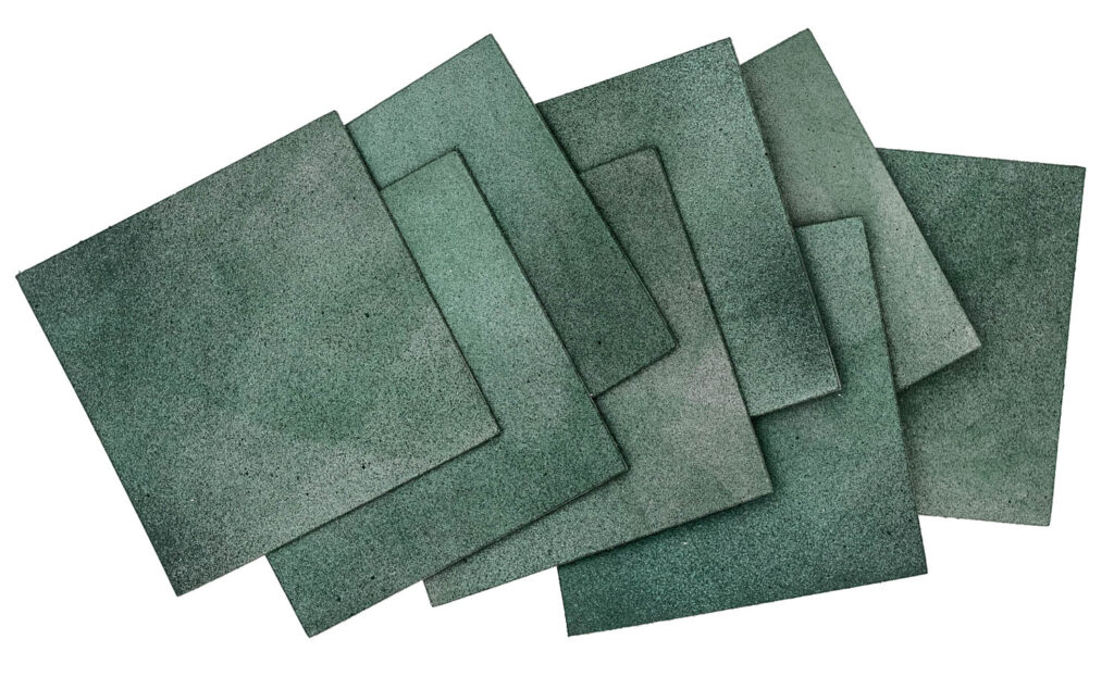 green oxide leather tiles