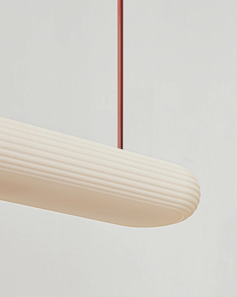 white pendant system made of recycled plastic