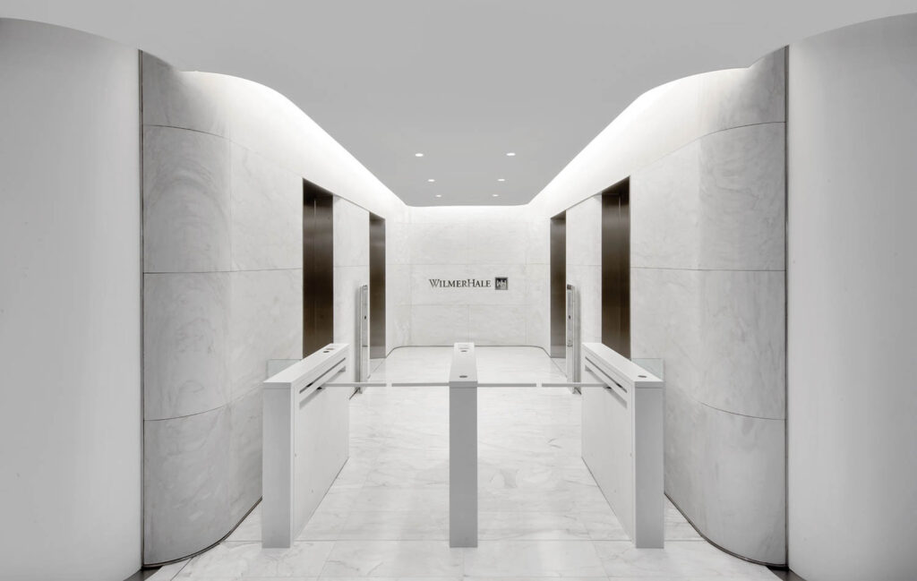 elevator lobby area in all white