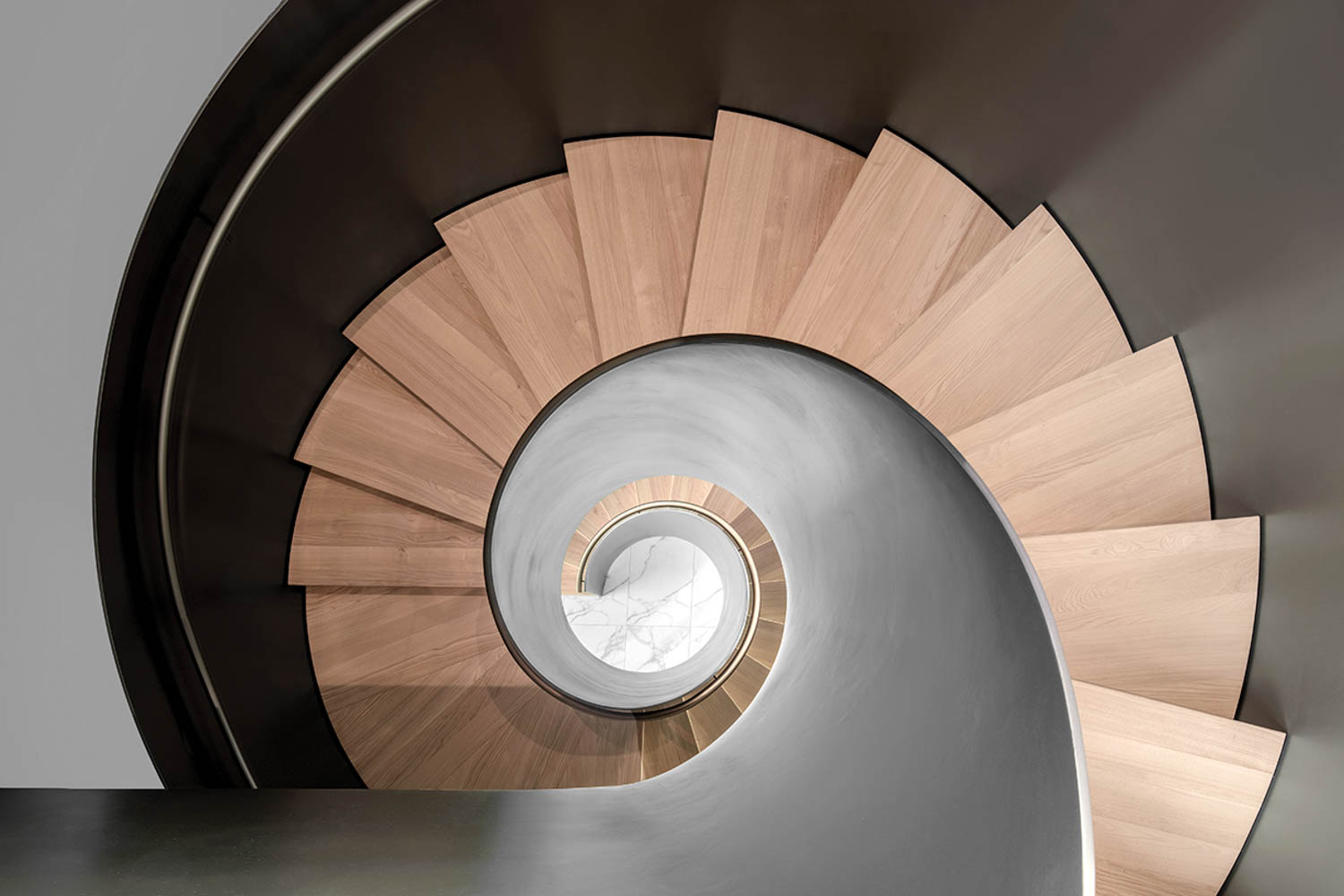 aerial view of spiral staircase