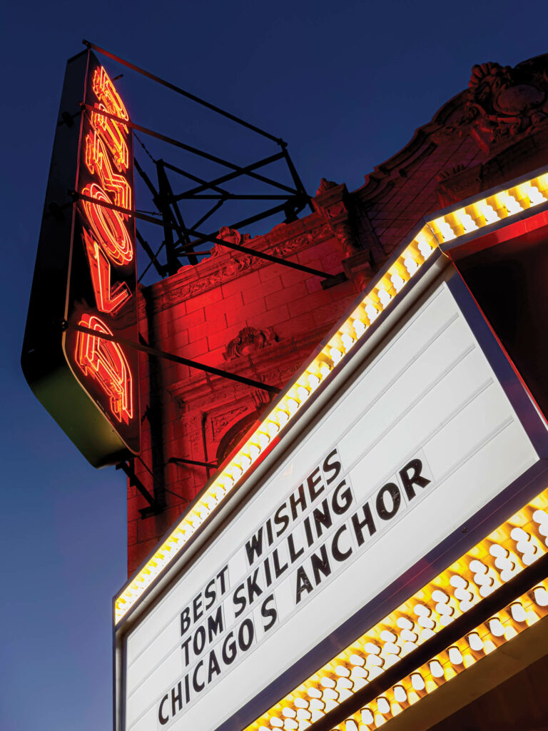 Exterior sign for the reconstructed mid-century Ramova Theater