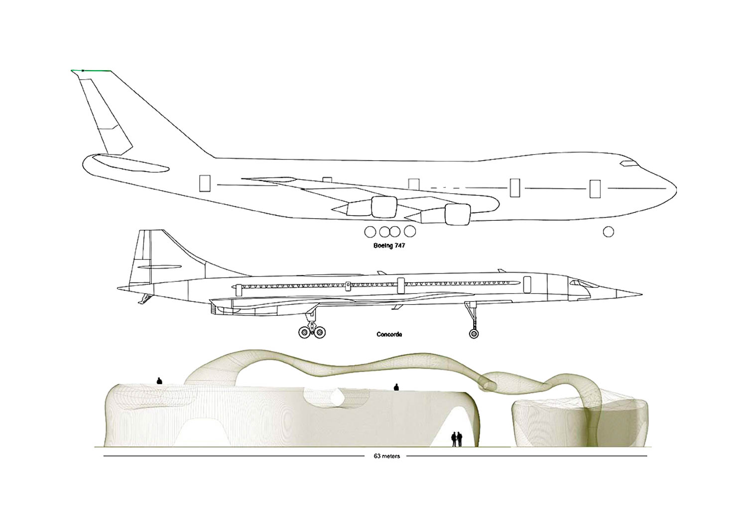 sketch of airplanes descending