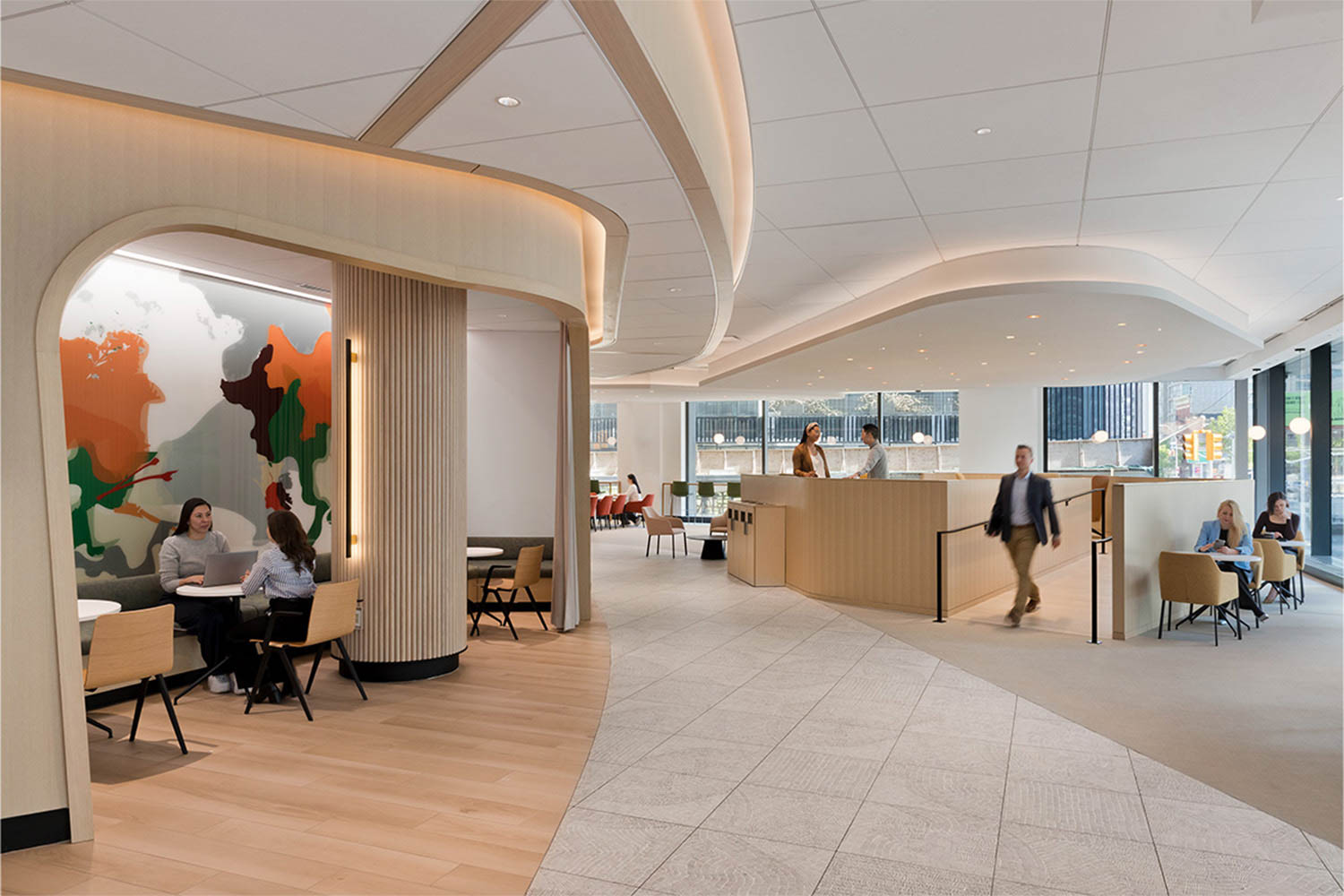 overhead lighting offers wayfinding tools in BlackRock's HQ