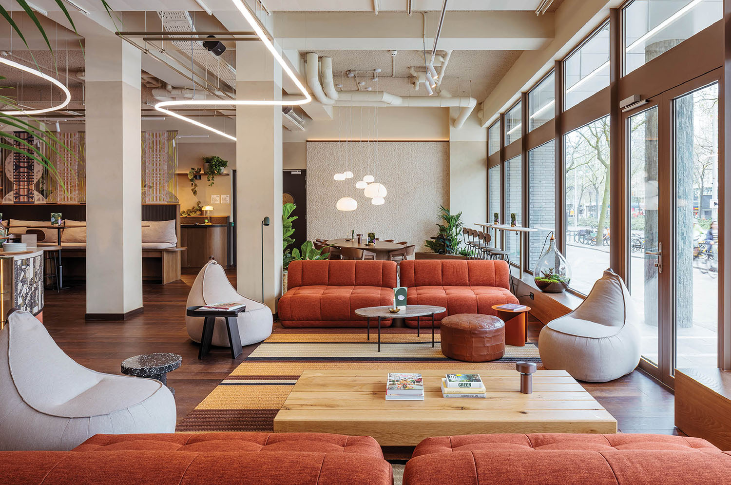 A living room with a couch and a coffee table