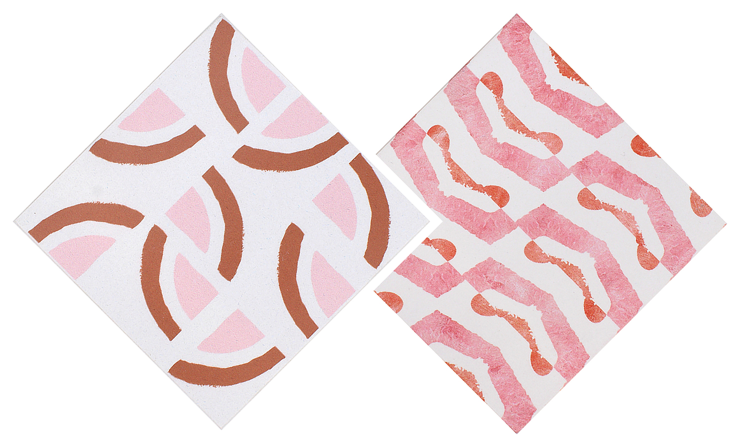 a white and pink tile with a circular design