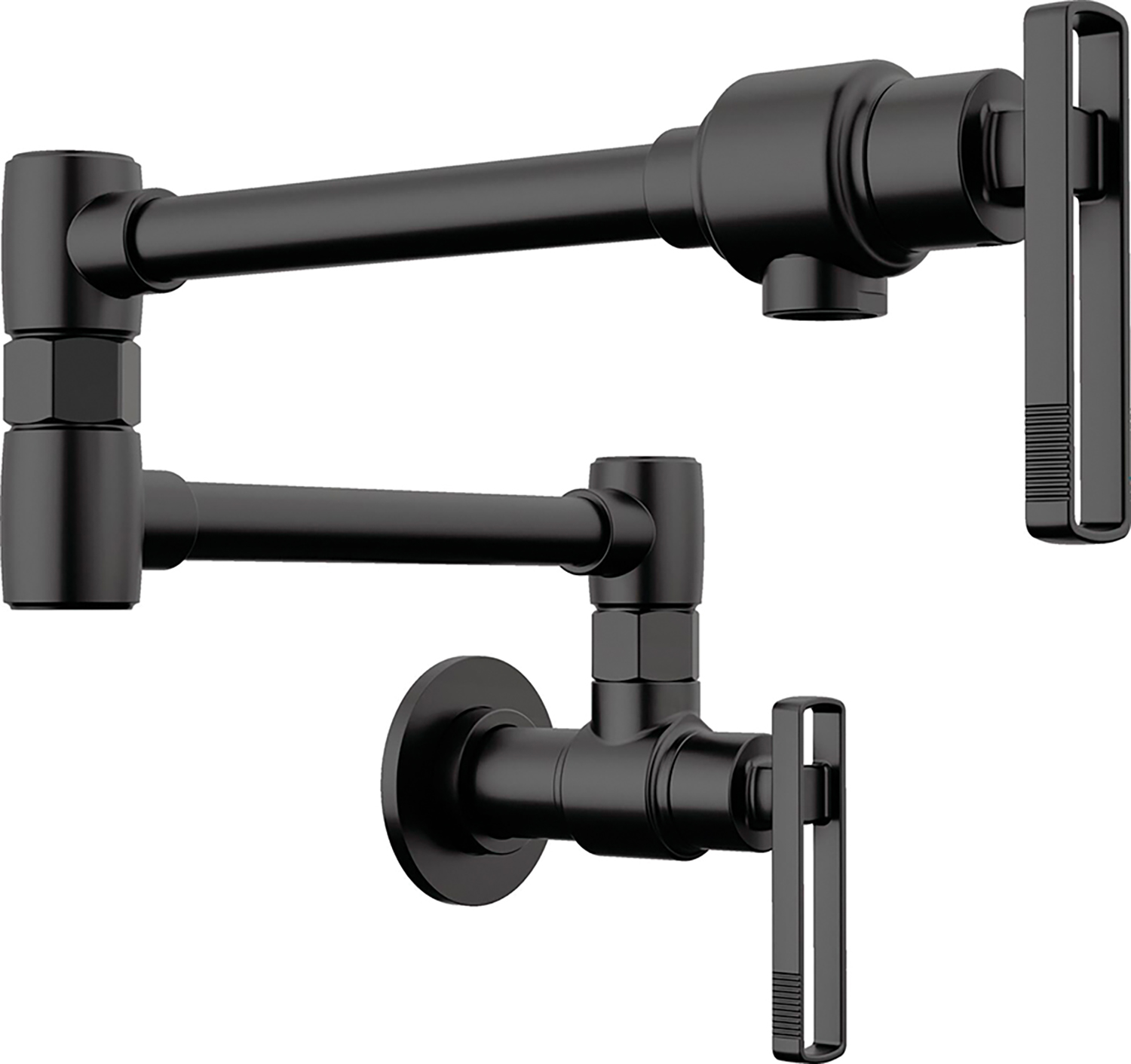 two black wall mounted faucet