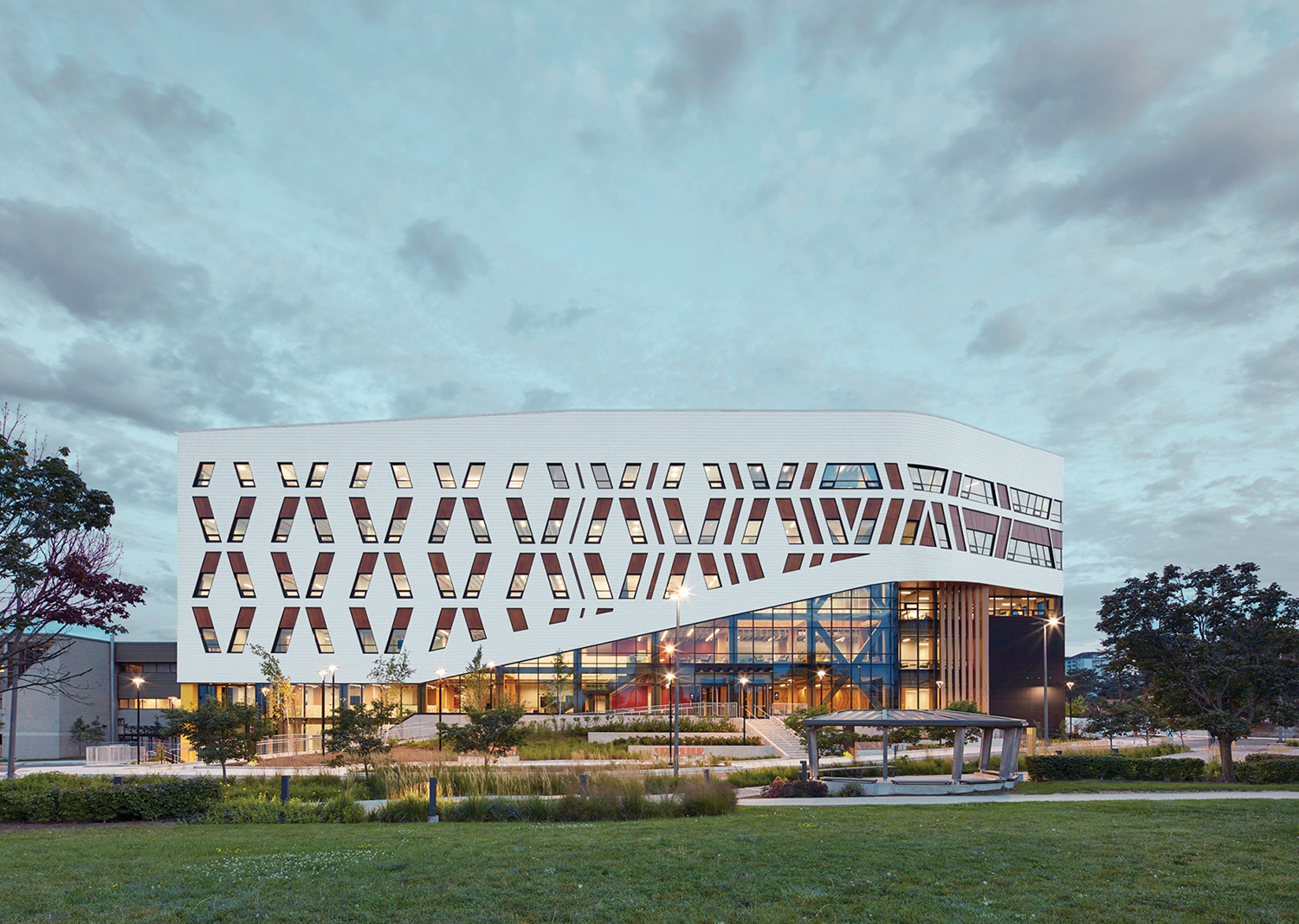 exterior of building with facade that looks like fish scales