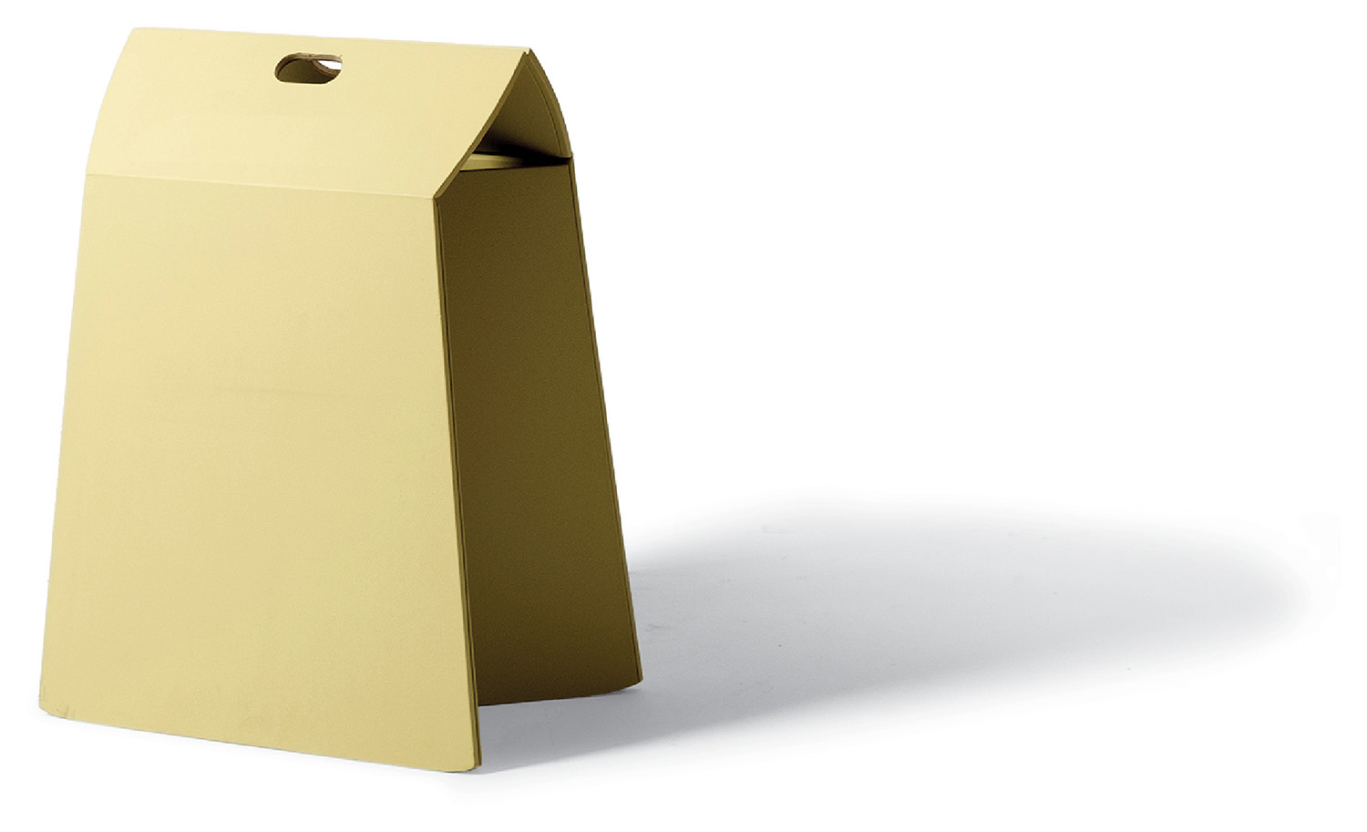 A yellow box with a hole in the top