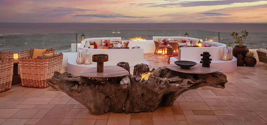 outdoor table setting overlooking the ocean