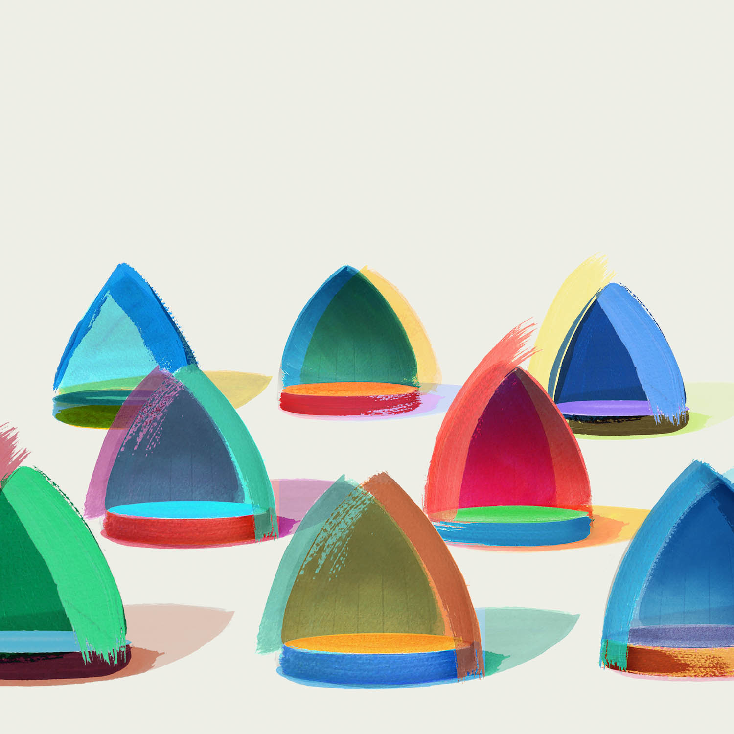 multiple triangular shaped structures in a row