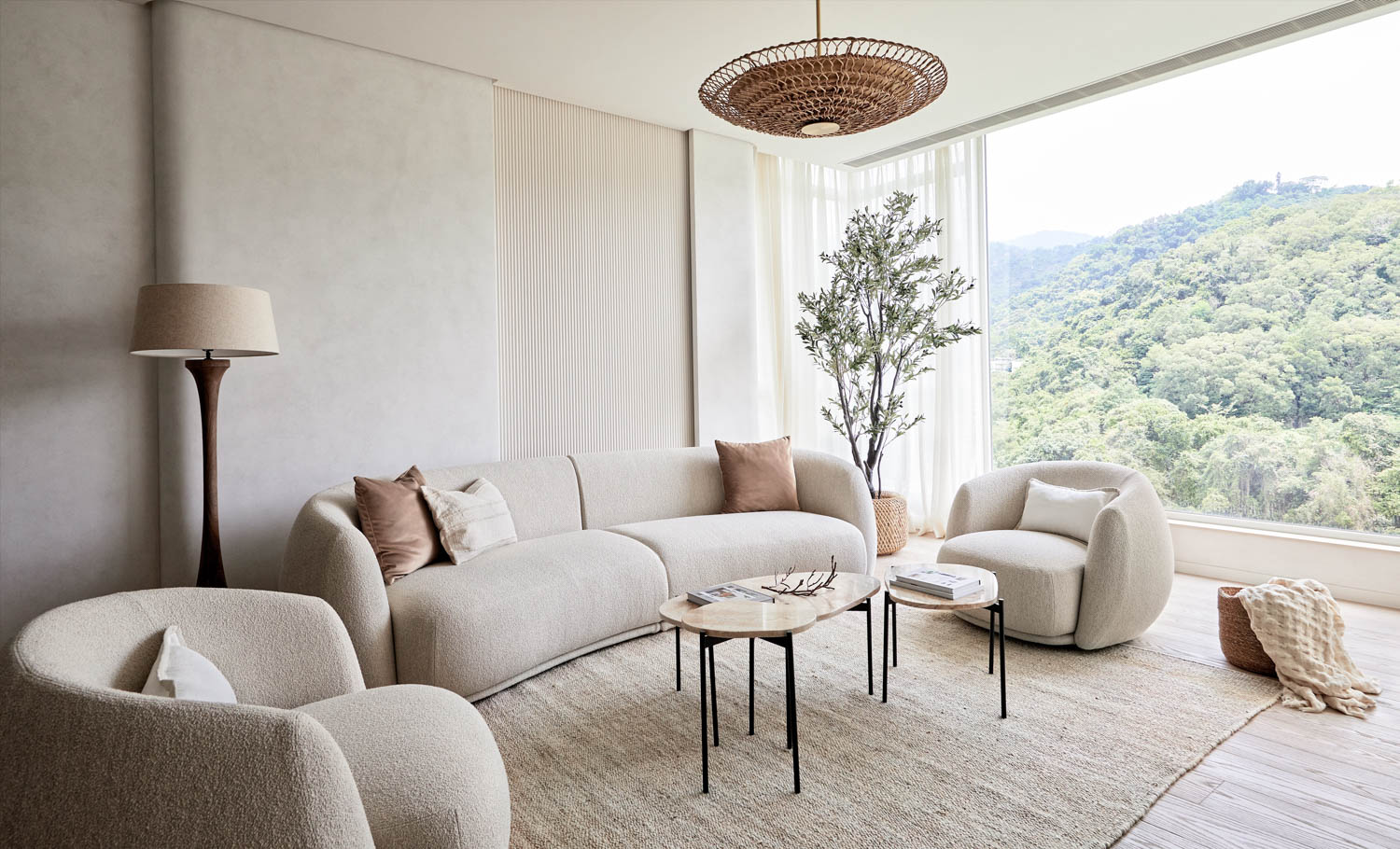 white living room with view to outside