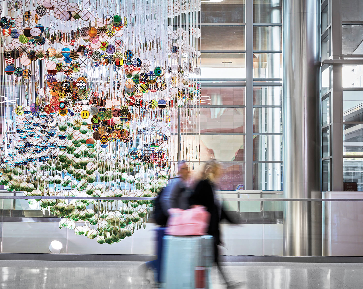 A large christmas tree made of glass.