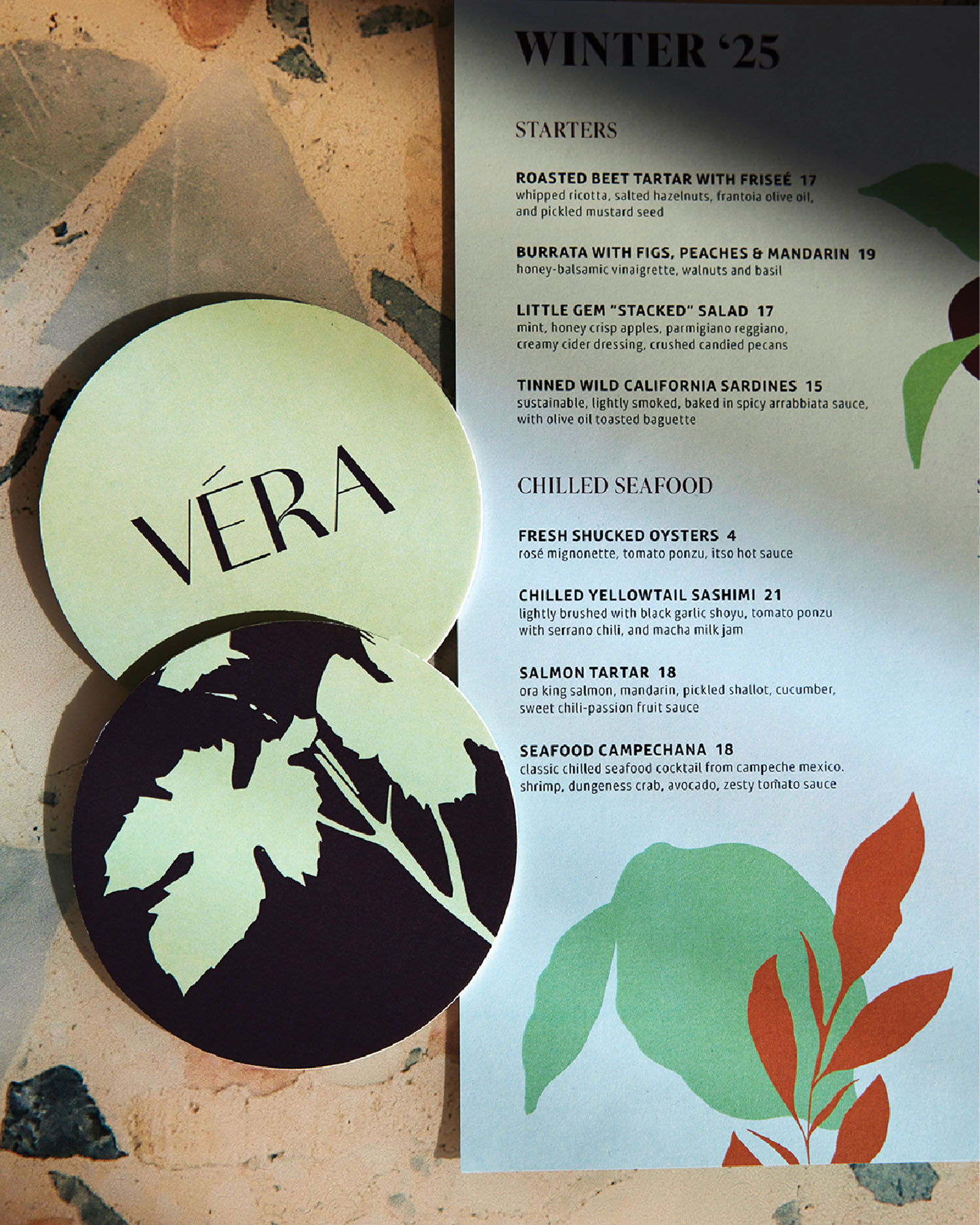 A menu with a picture of a man on it