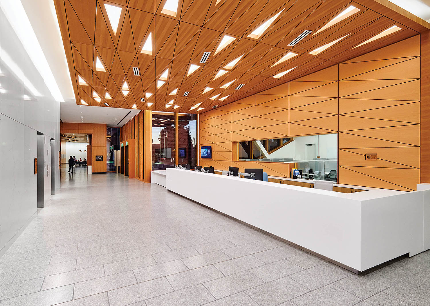 The lobby of the new building is designed to look like a modern