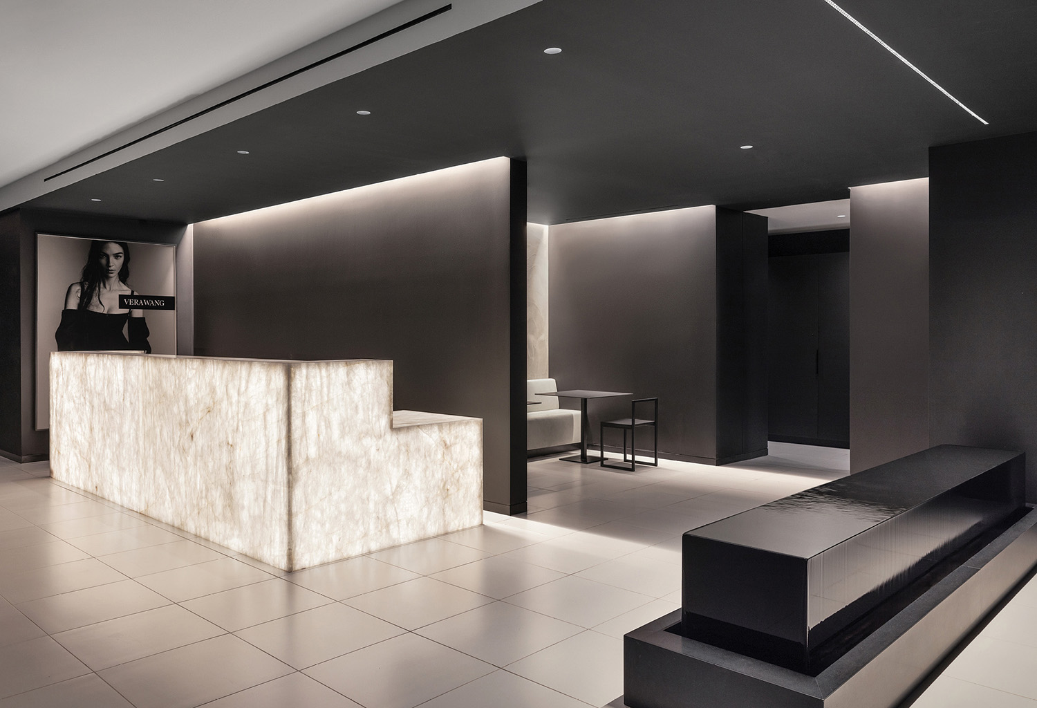 reception area with crystal desk area