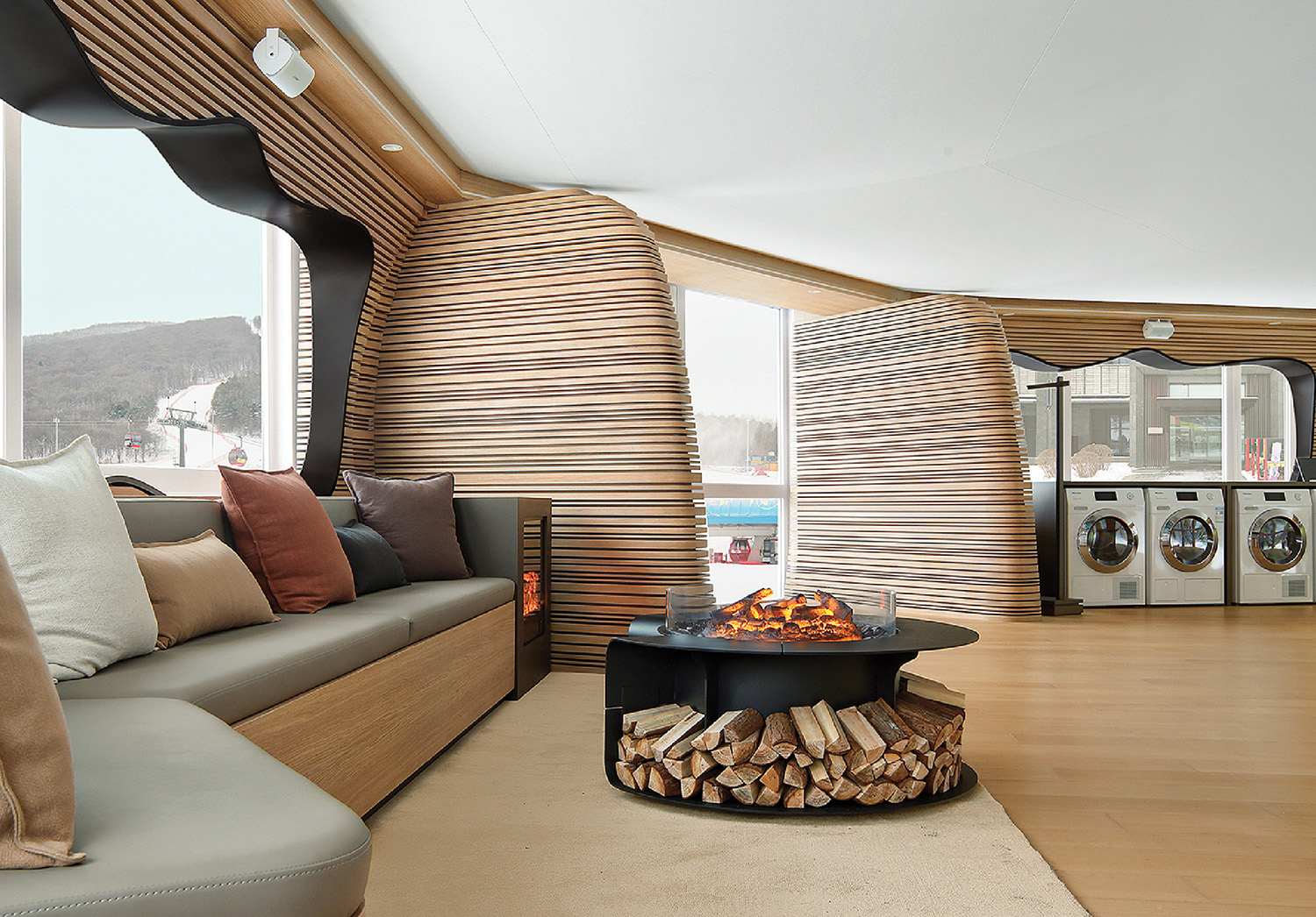 A living room with a fire place and a couch.