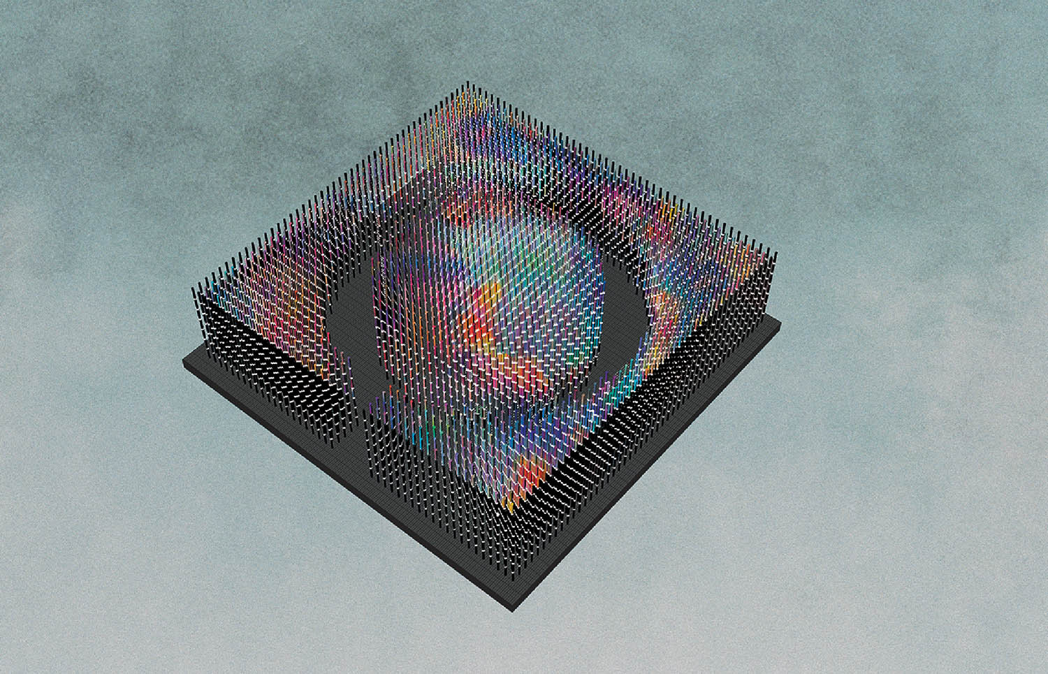 A square object with a pattern on it.