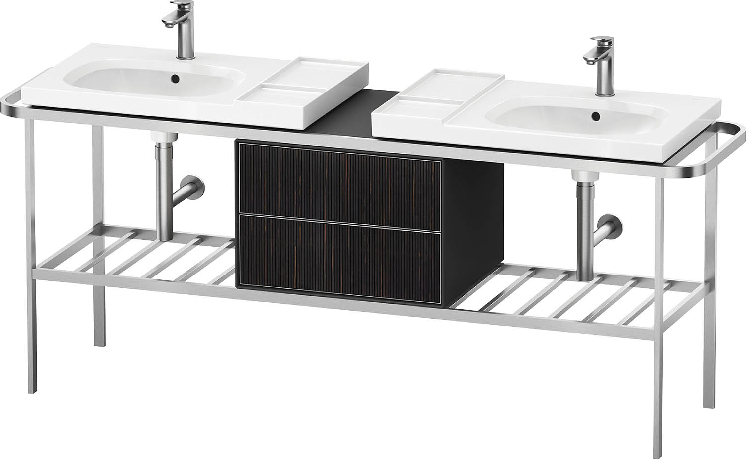 A pair of sinks with two sinks and a sink.