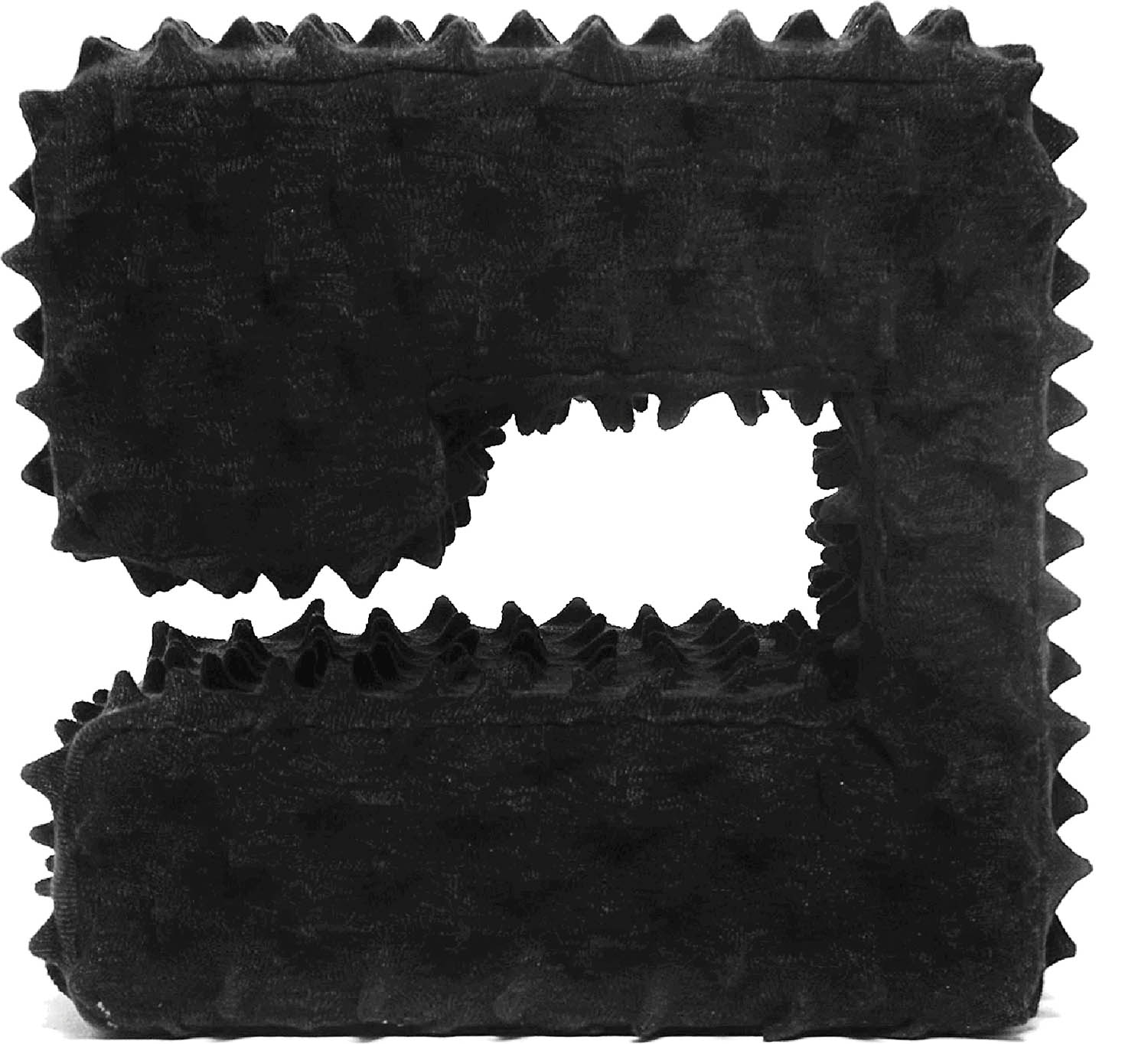 A black piece of fur with a hole in the middle.