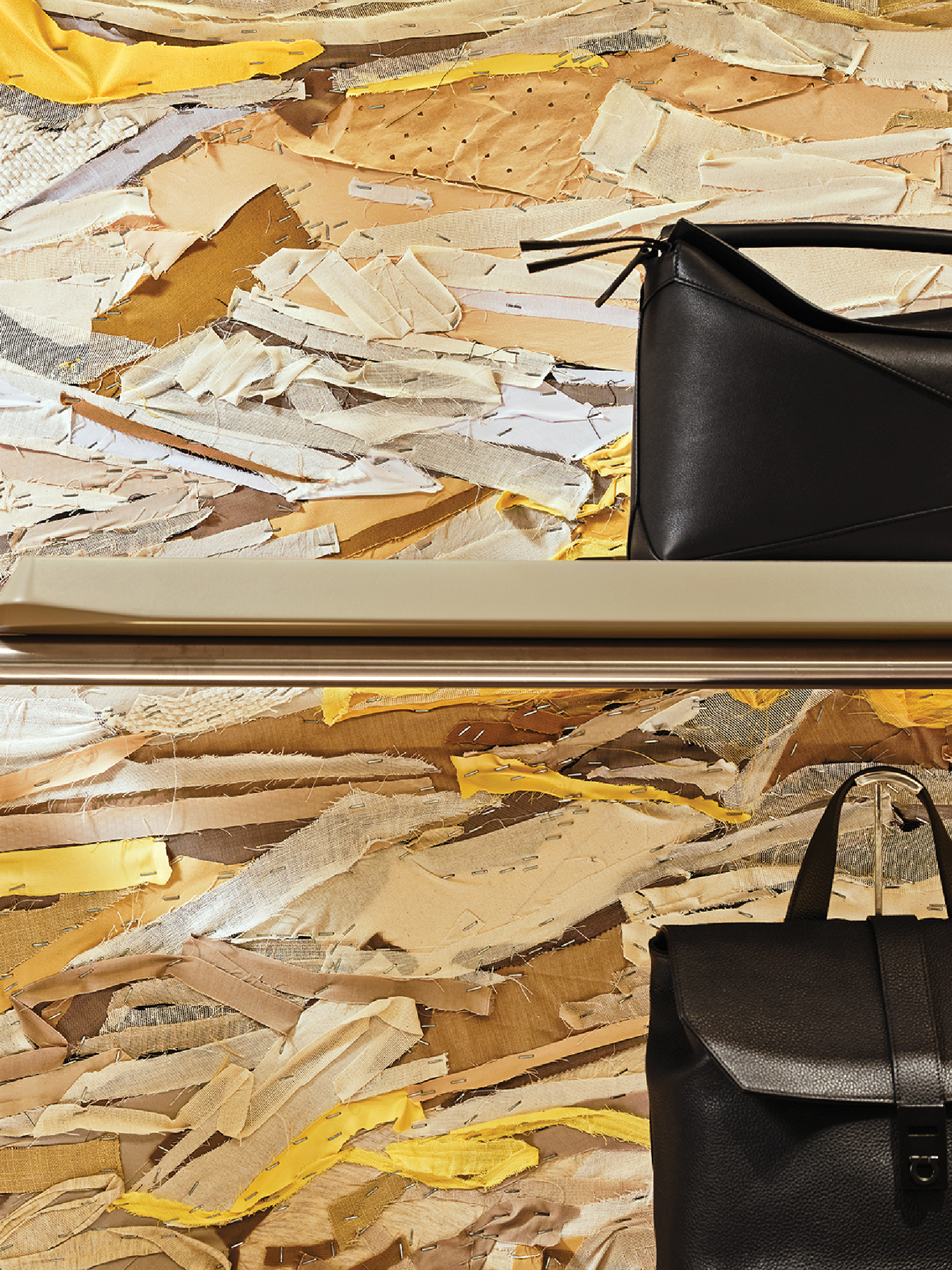 A black bag sitting on top of a table.