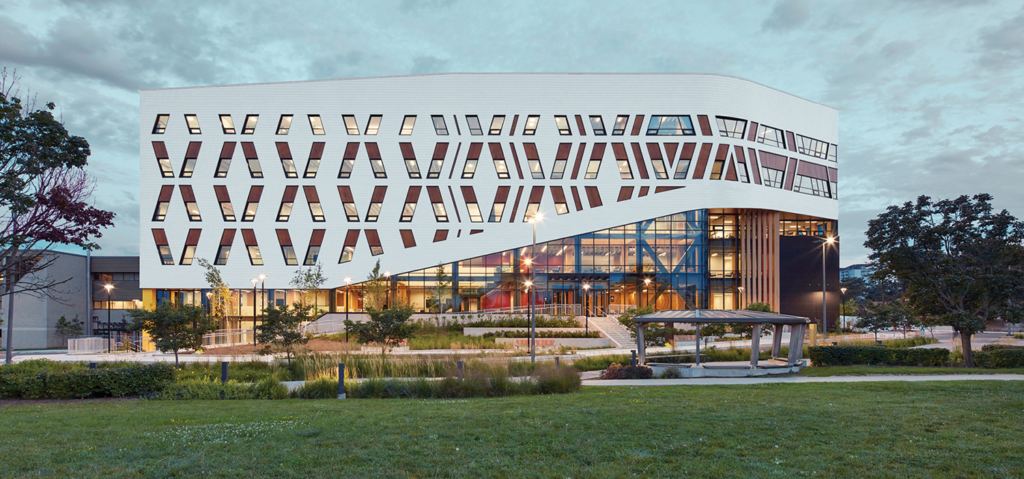 exterior of building with facade that looks like fish scales