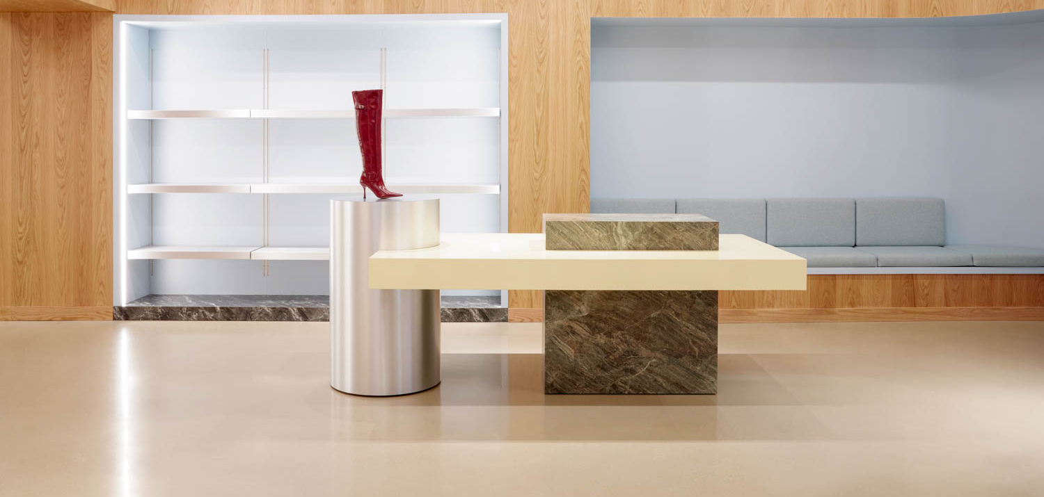 showroom area with Steve Madden boot