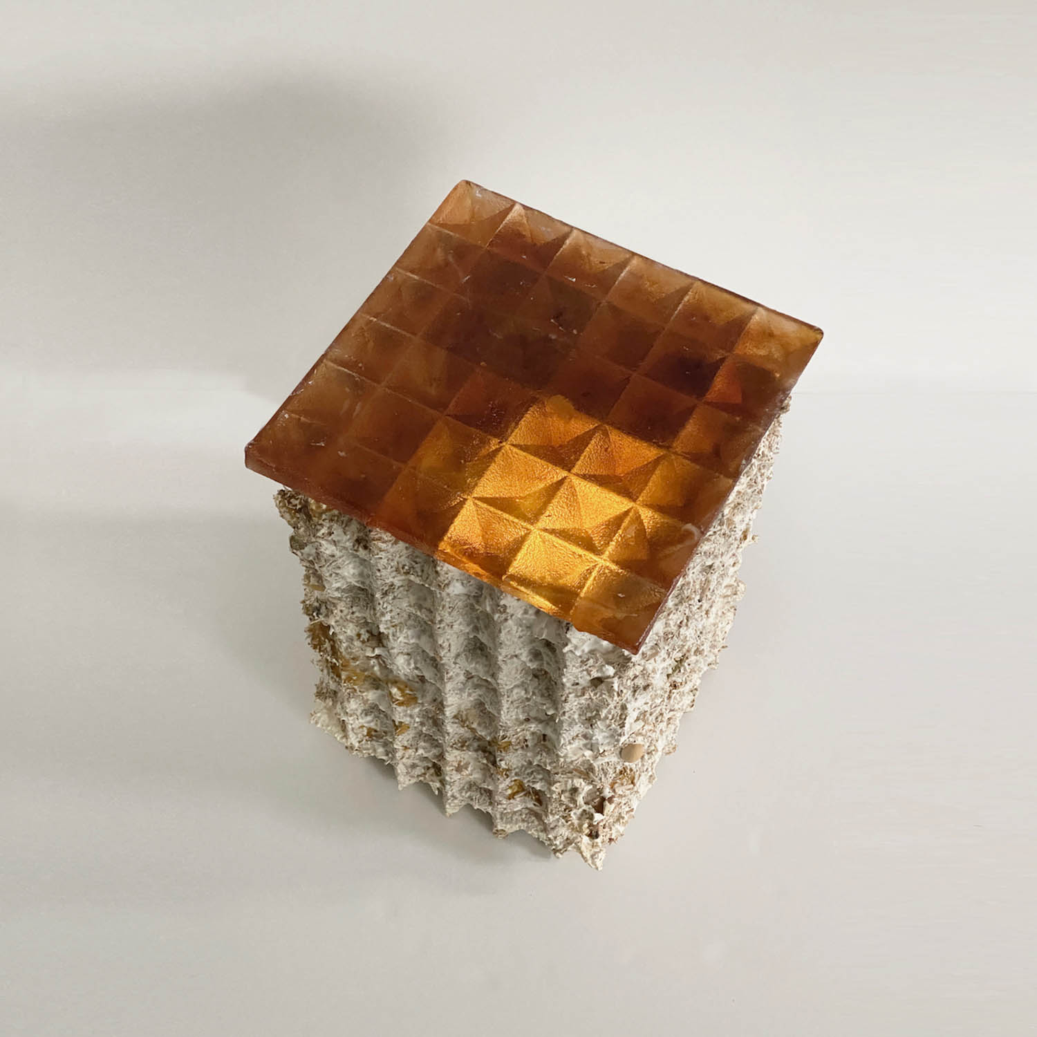 bedazzled stool with amber top