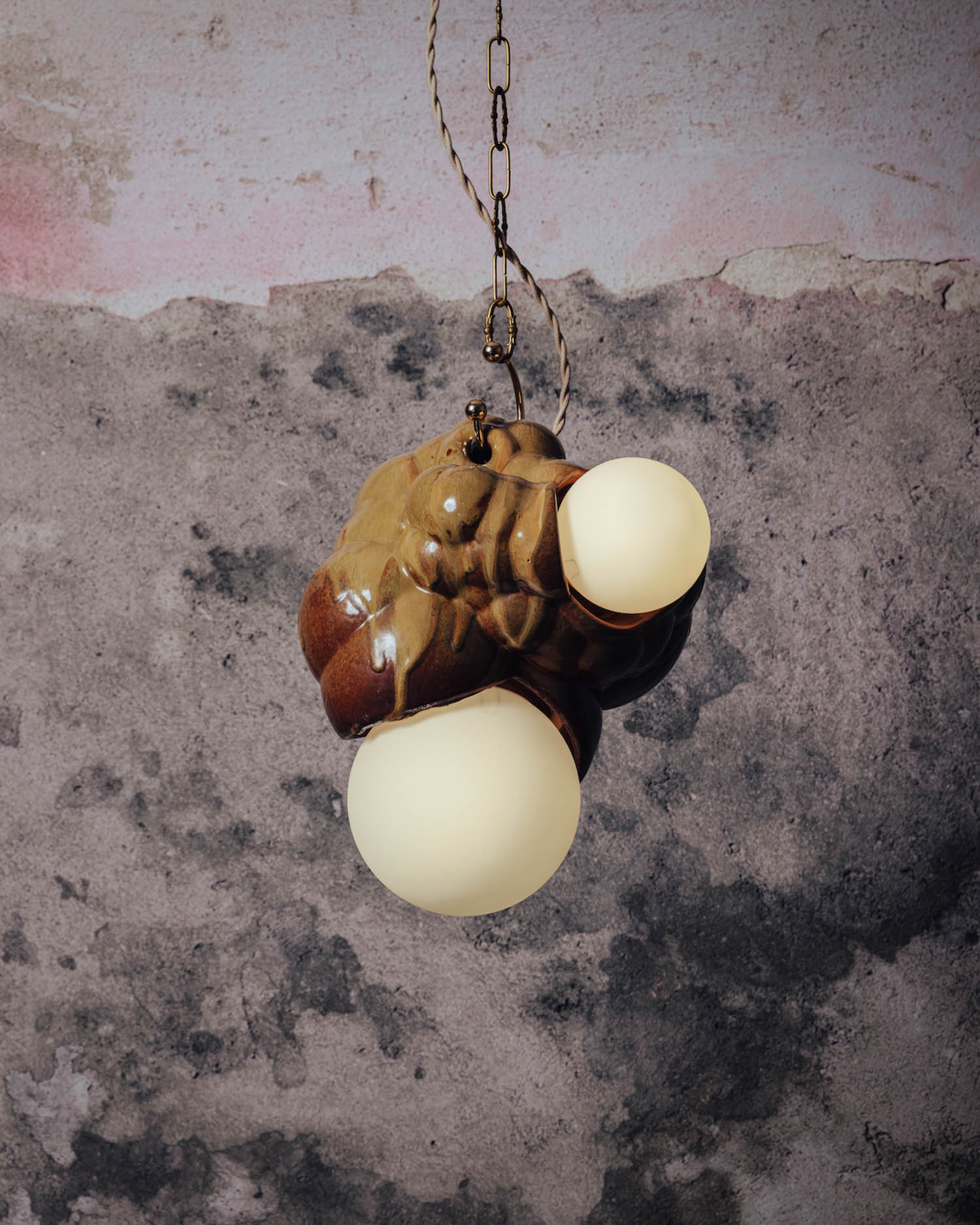 hanging chandelier with amorphous orbs