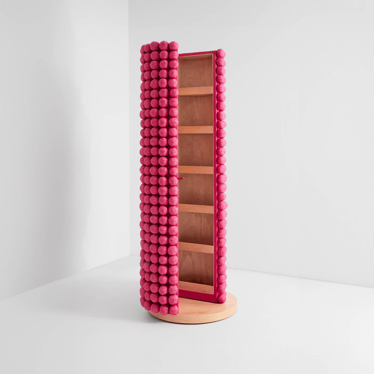 bright pink shelf with bobbles
