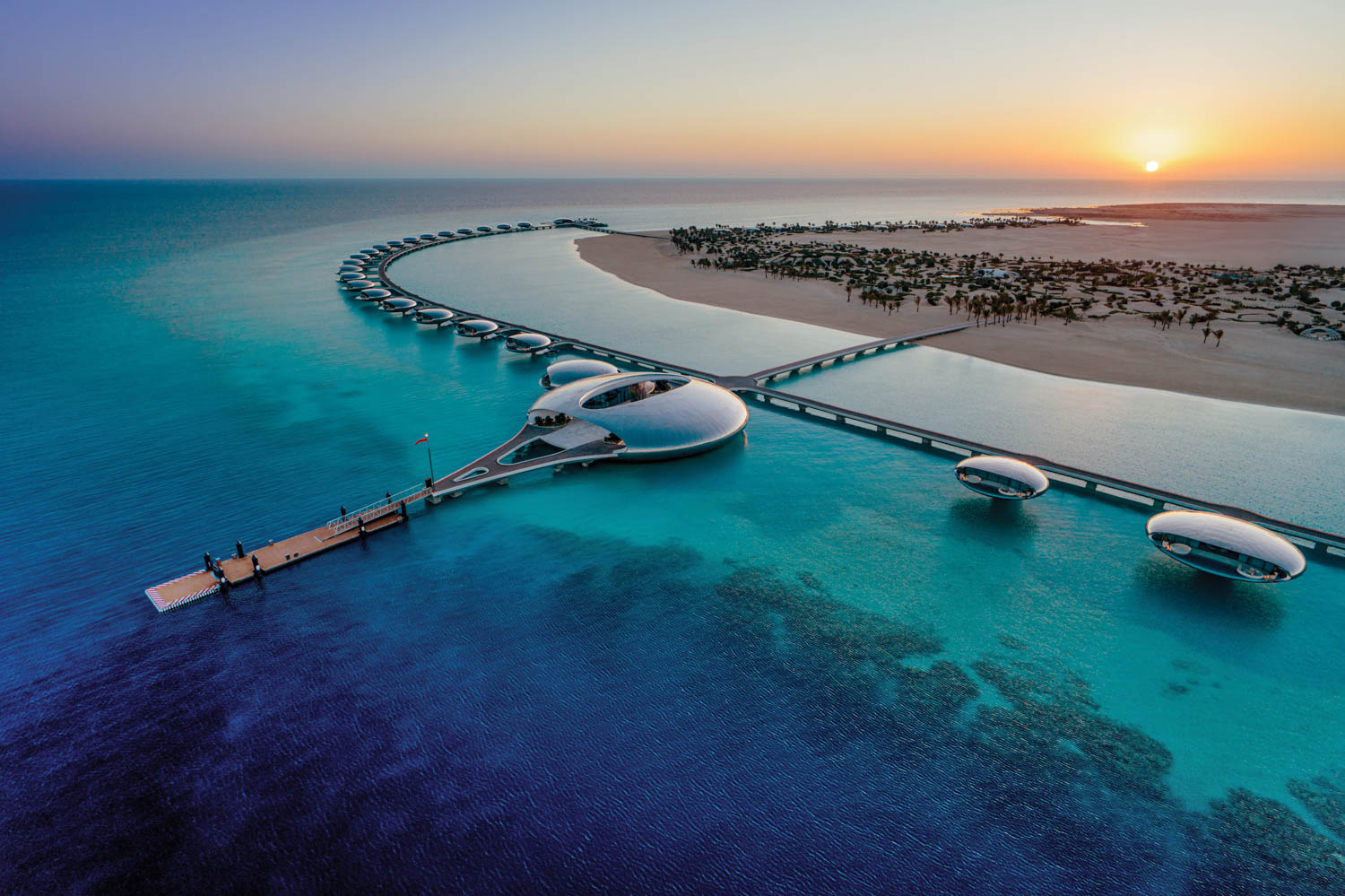 aerial view of the resort over the ocean