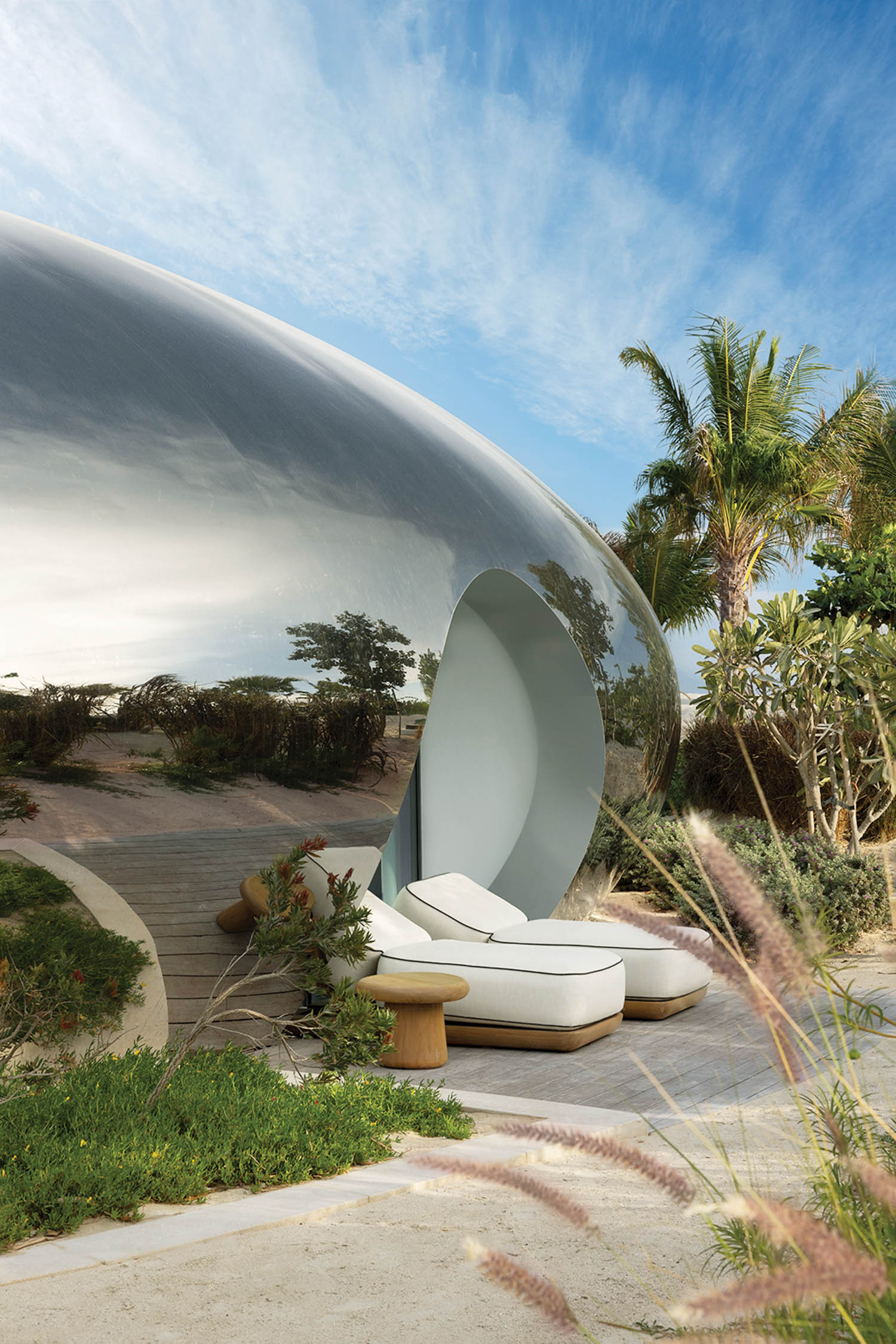 exterior of villa with mirror-finished coating