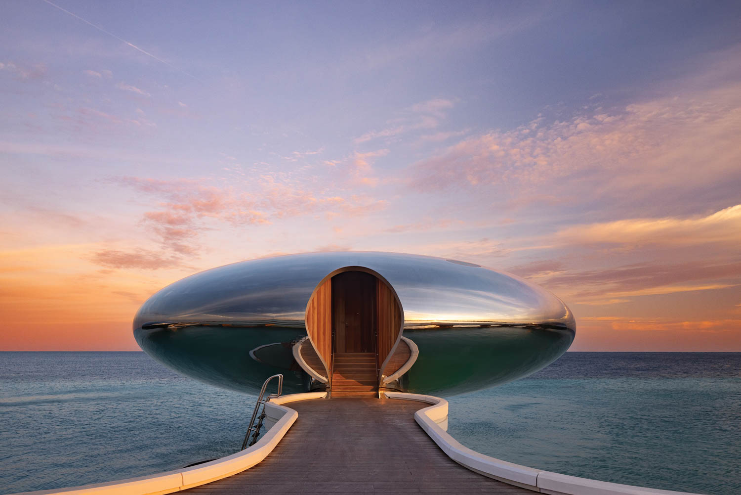exterior shot of entryway into pod hotel room