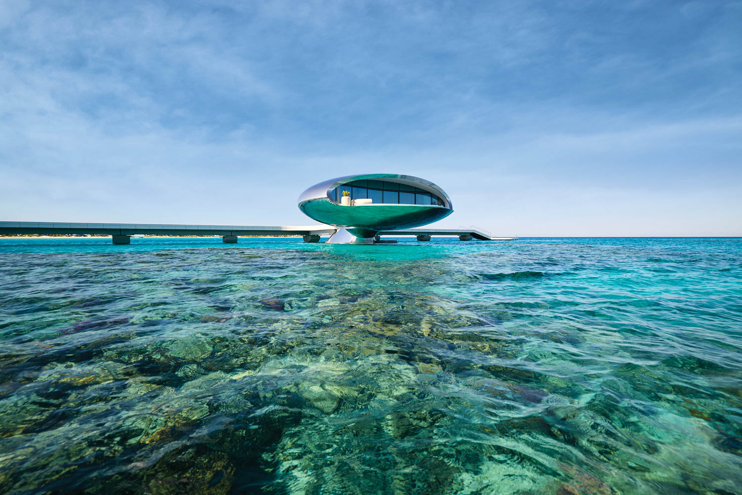 pod hotel sitting on top of multiple reefs