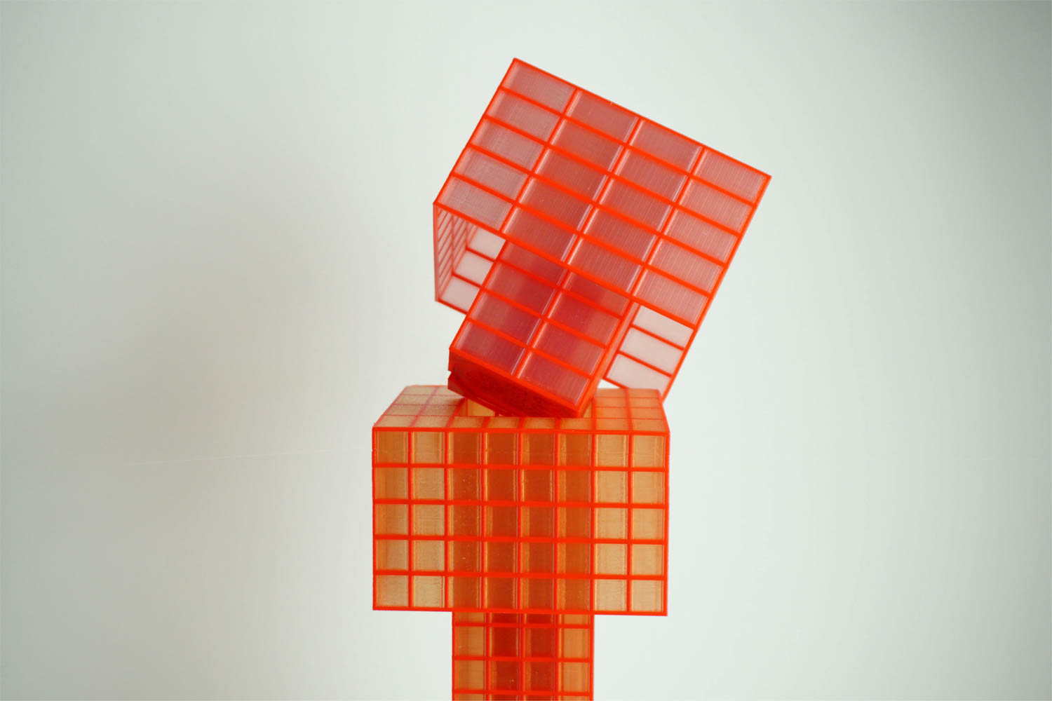 a stack of orange cubes