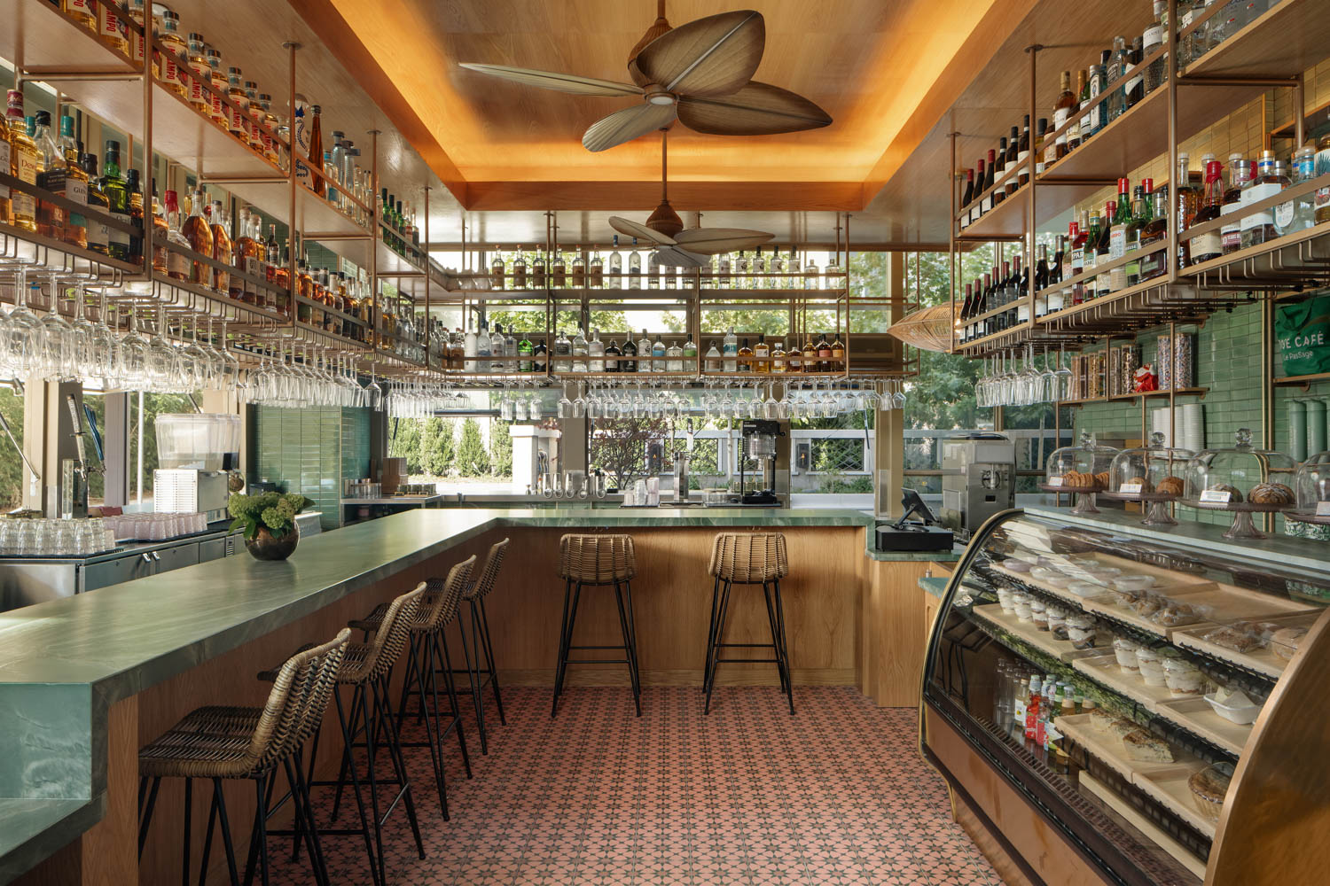 interior of restaurant with lots of pastels