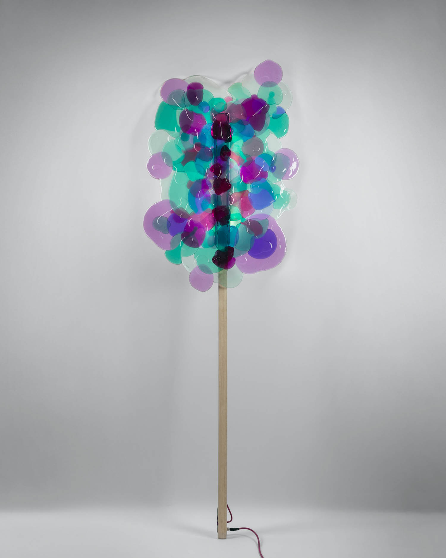 lamp with multicolored orbs on top