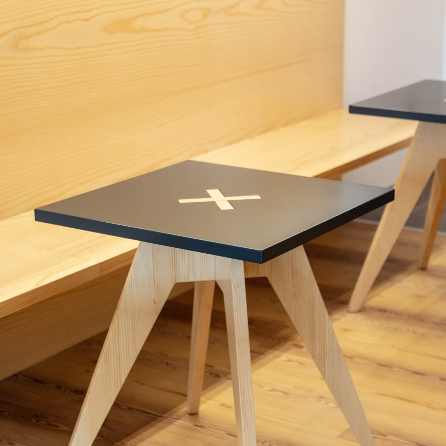 closeup of stool with black top
