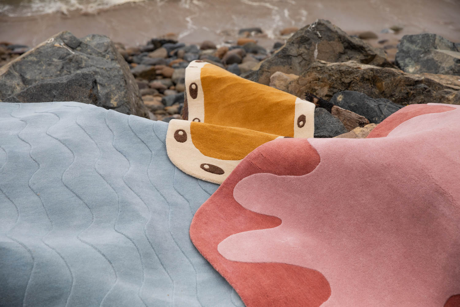 multiple colored rugs together